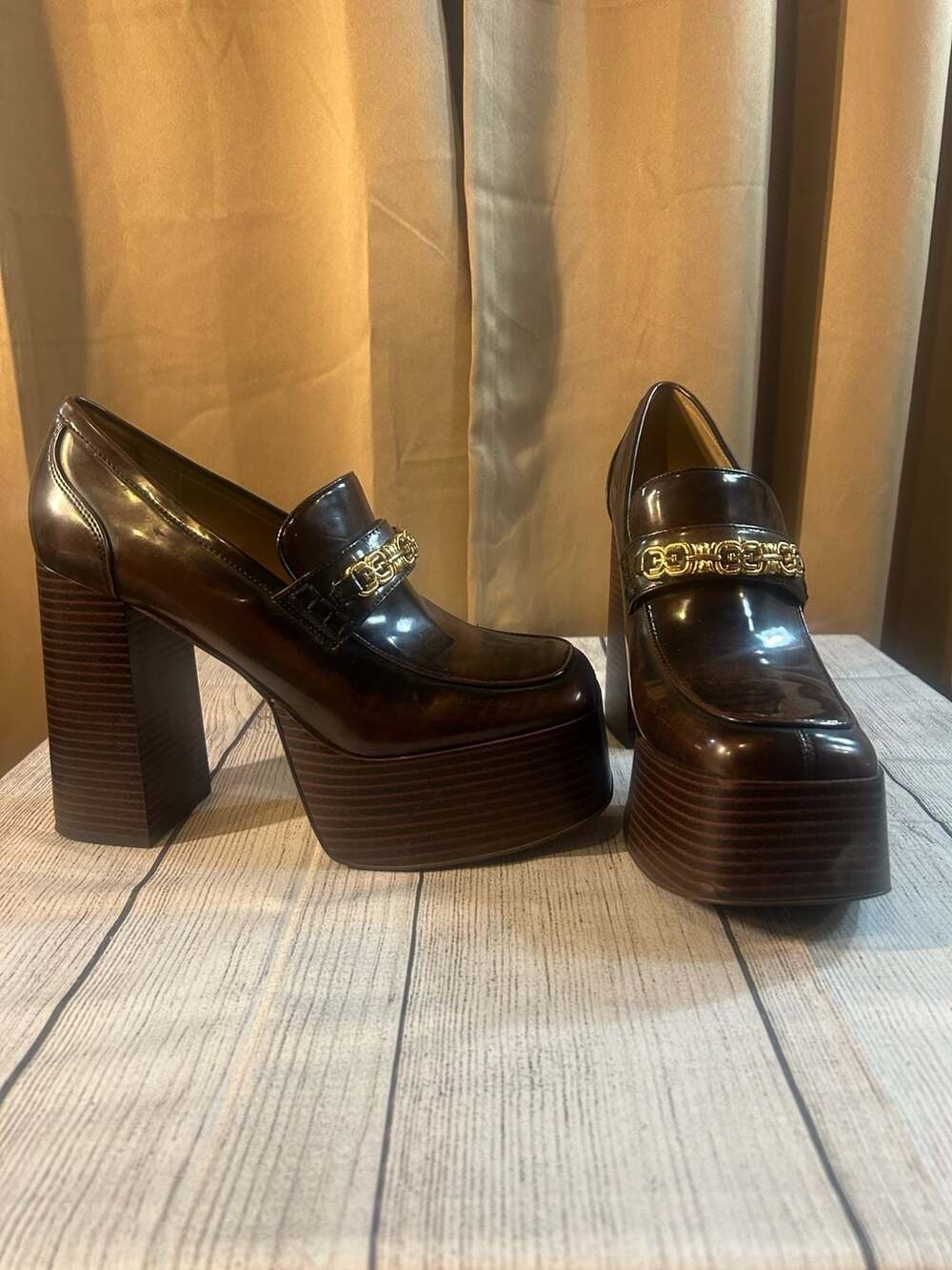 Sam Edelman Rowe Platform Loafer Heels in Dark Brown - Picture 1 of 3